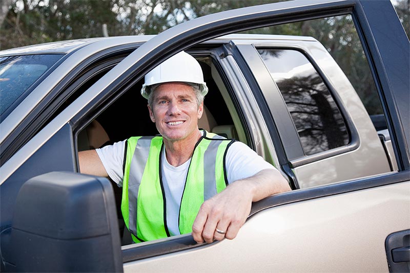 worker in truck